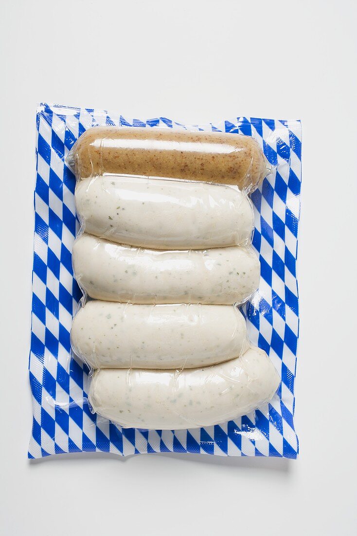 Weisswurst (white sausages) with mustard (in packaging)