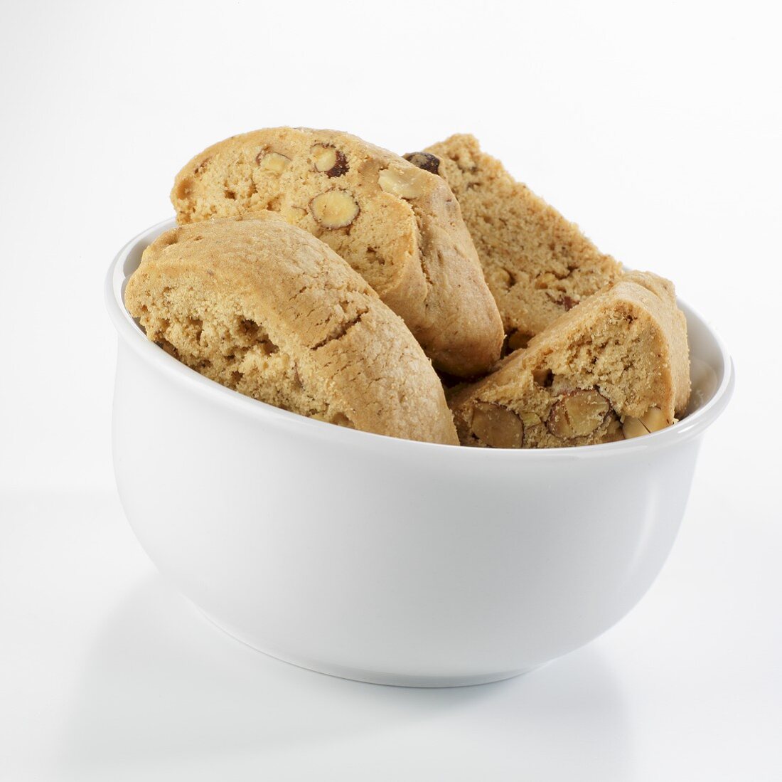 Greek almond biscuits in white bowl