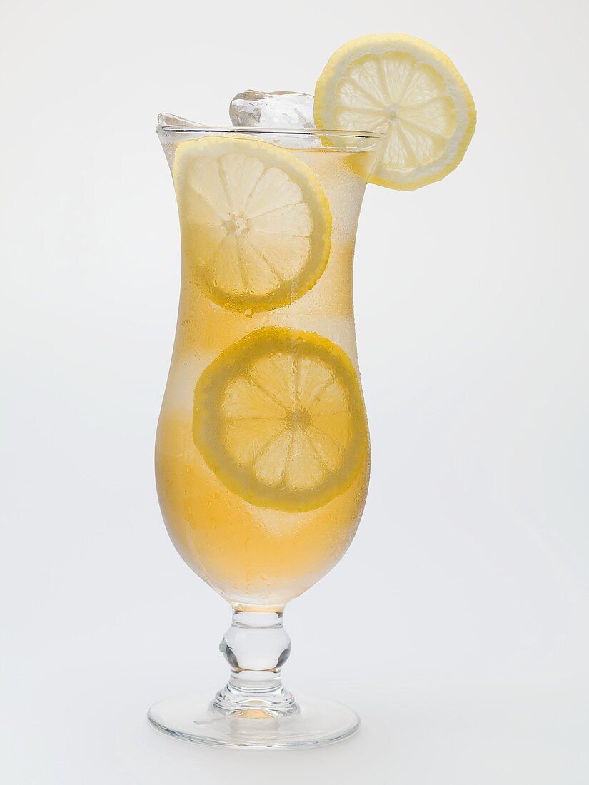 Glass of iced tea with lemon slices