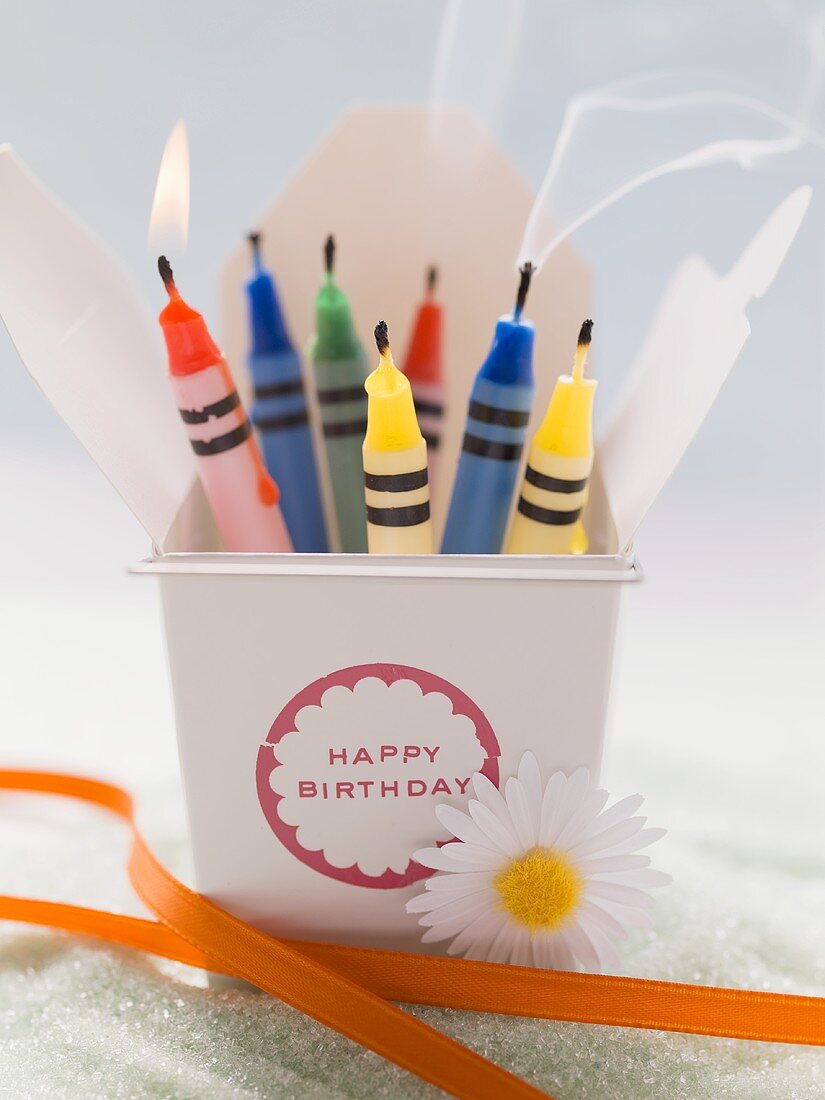 Crayon candles for a birthday