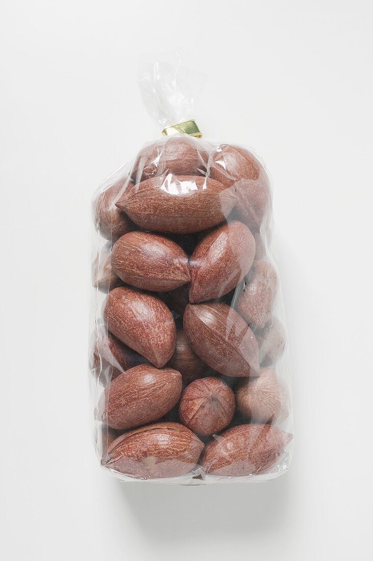 Pecans in cellophane bag