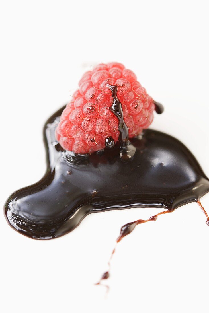 Raspberry in chocolate sauce