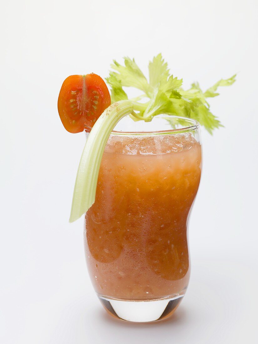 Bloody Mary with celery and tomato