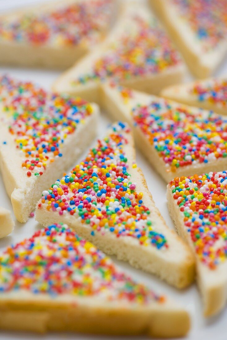 Fairy bread (Bread triangles topped with sprinkles, Australia)