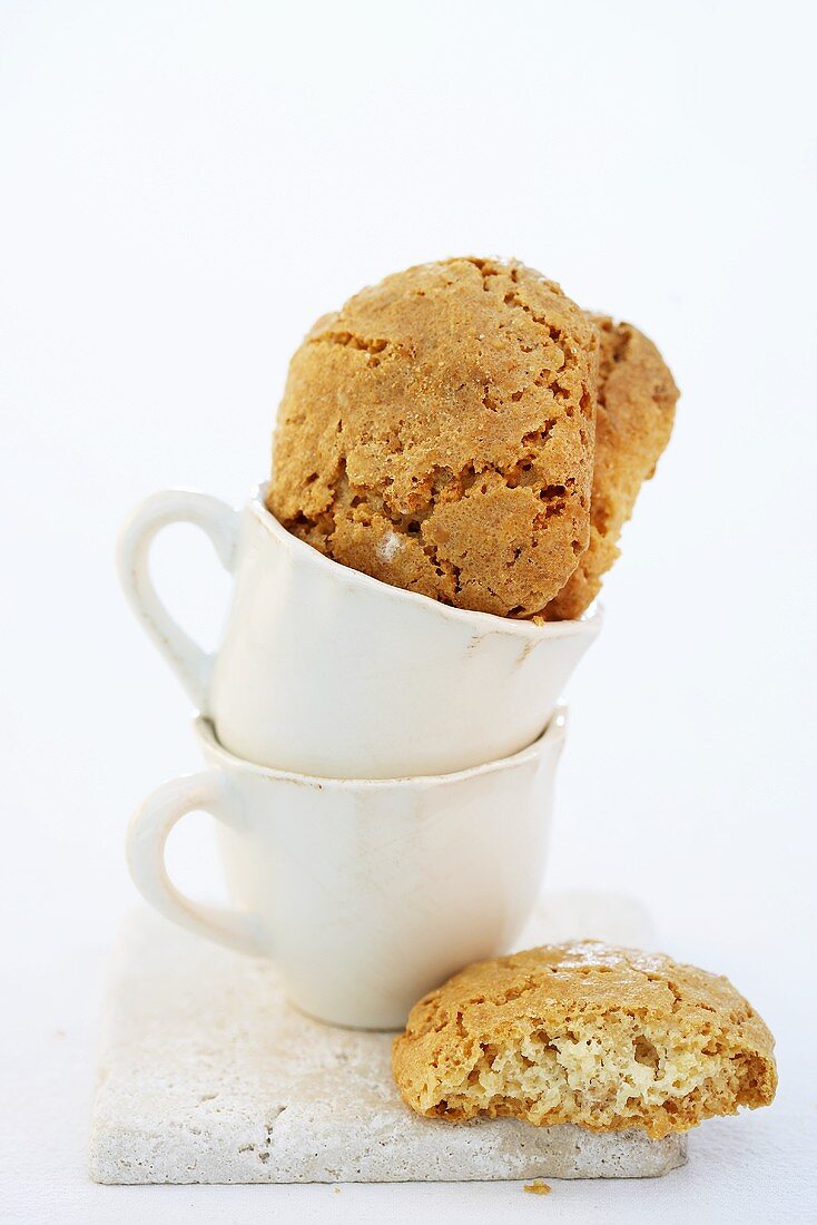 Almond biscuits in espresso cups