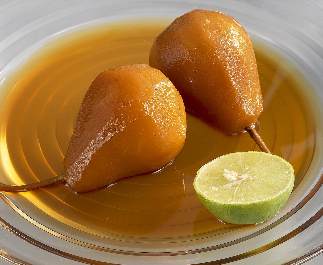 Pears poached in tequila