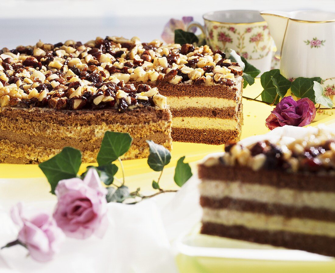 Buttercream cake with nuts