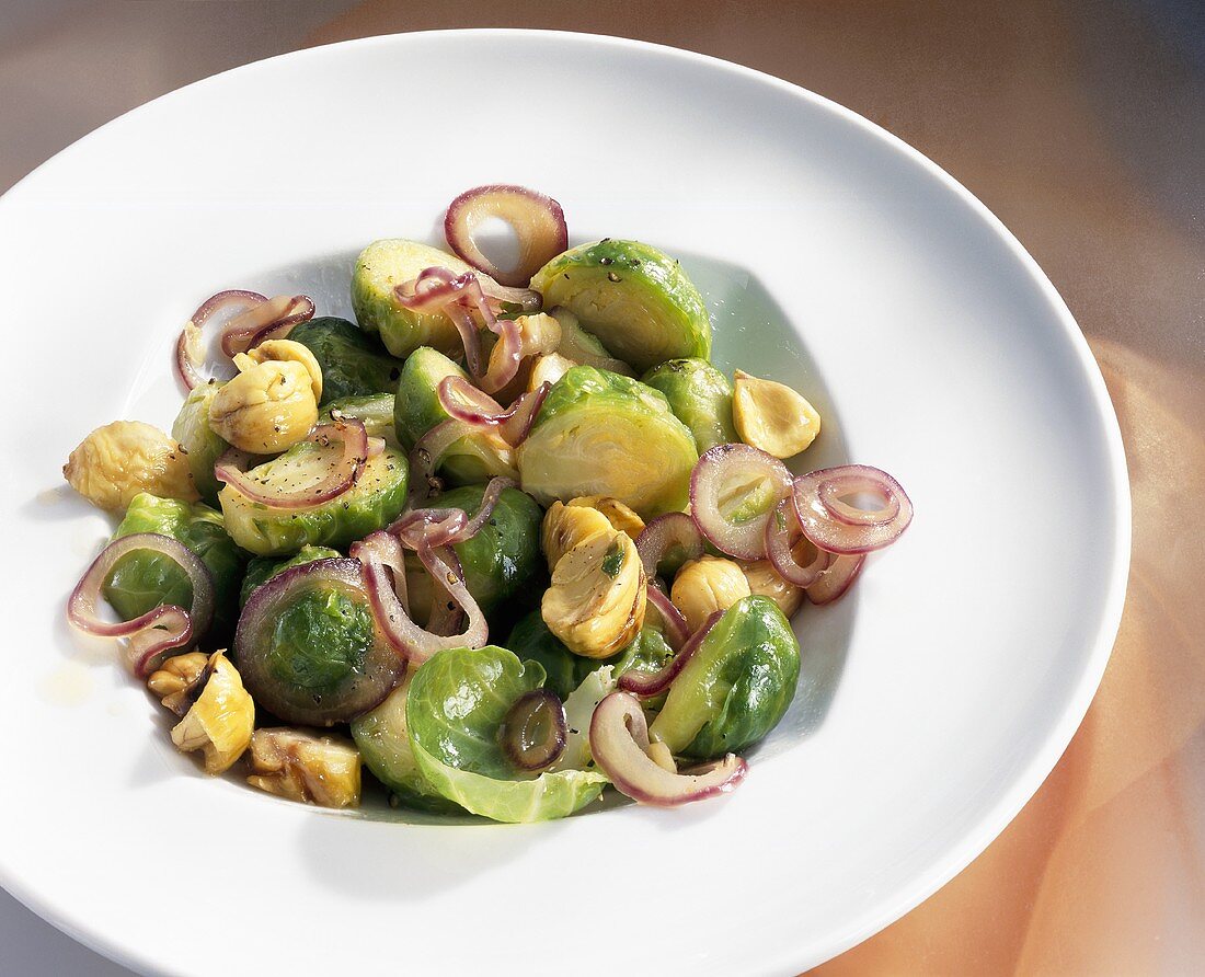 Brussels sprouts with onions and chestnuts