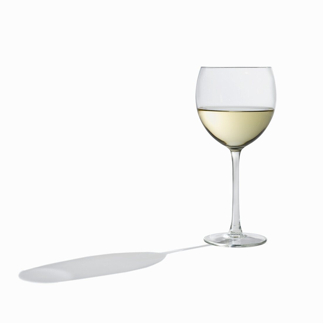 Glass of White Wine on White with Shadow