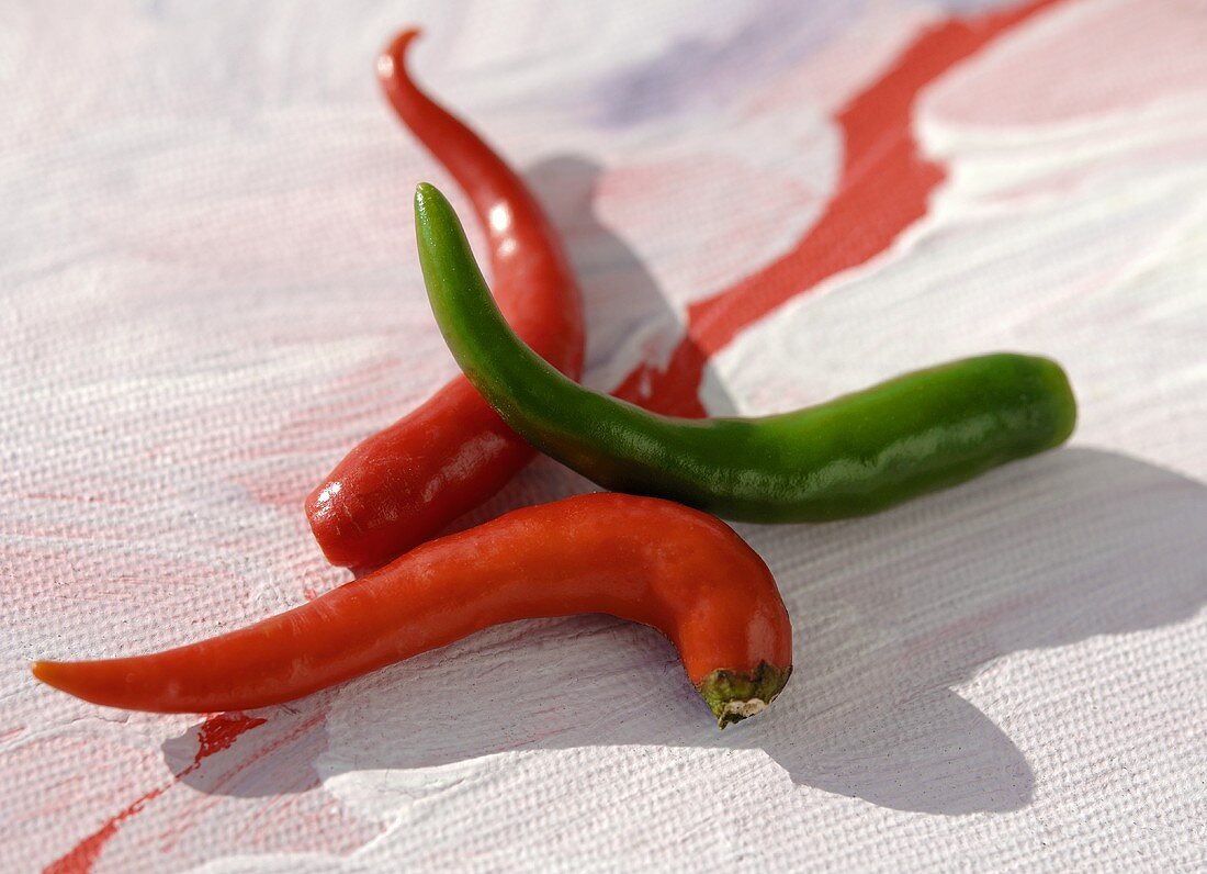 Red and green chillies