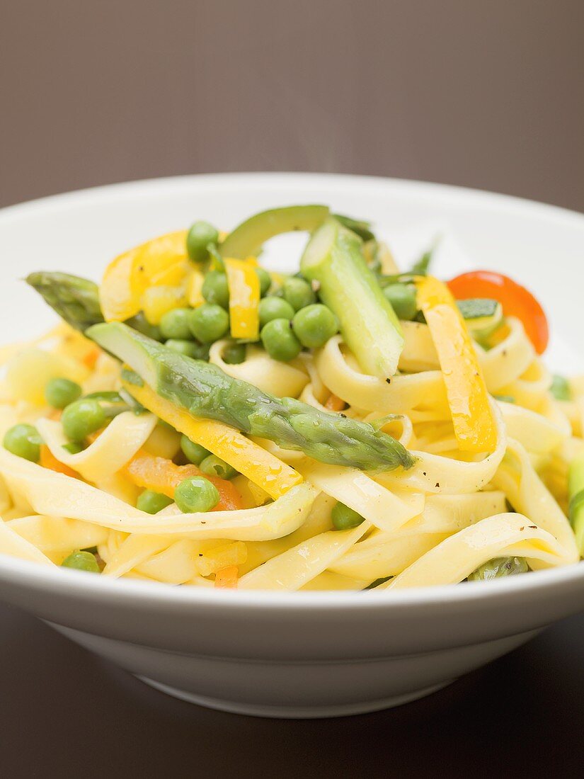 Ribbon pasta with mixed vegetables