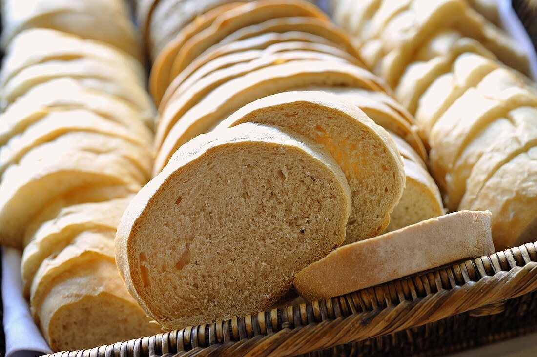 Slices of bread in a bread basket