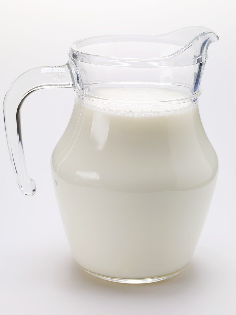 Milk in glass jug