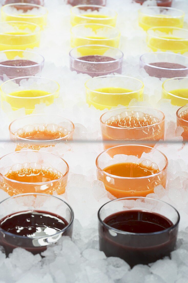 Assorted juices in ice