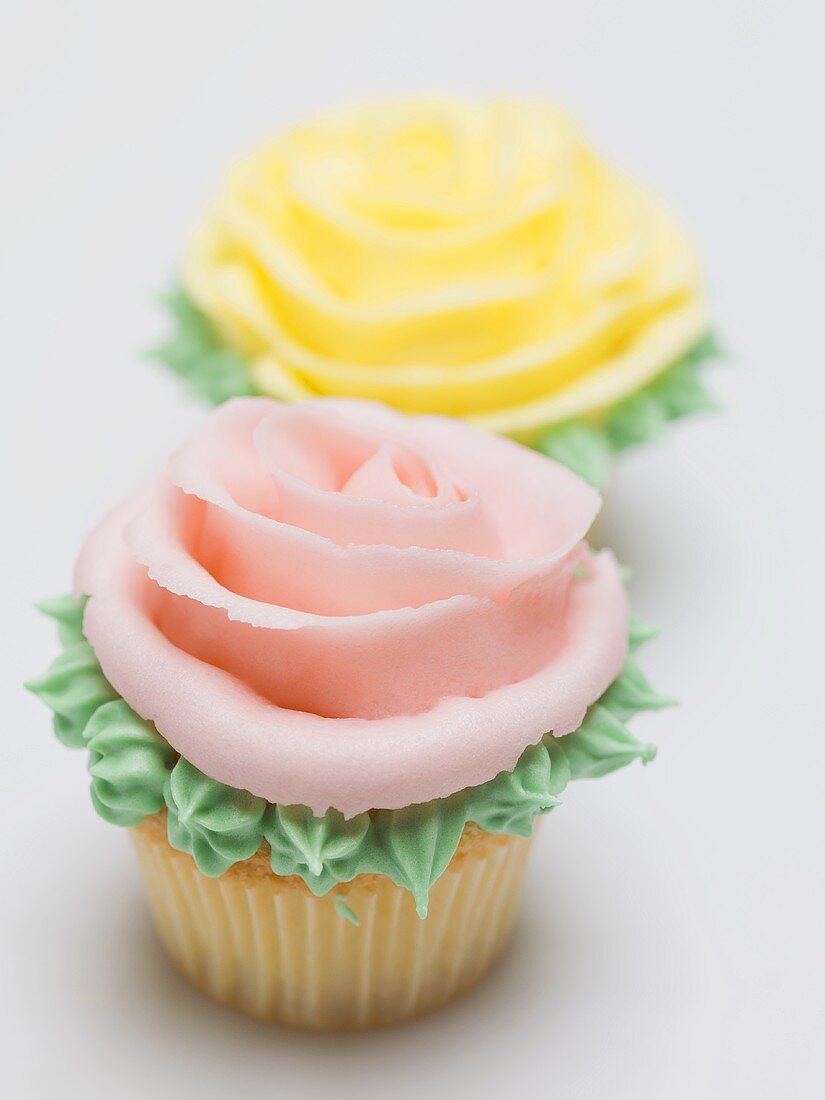 Pink and yellow rose muffins