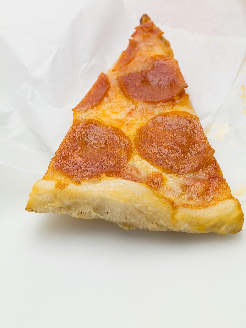 A slice of salami pizza