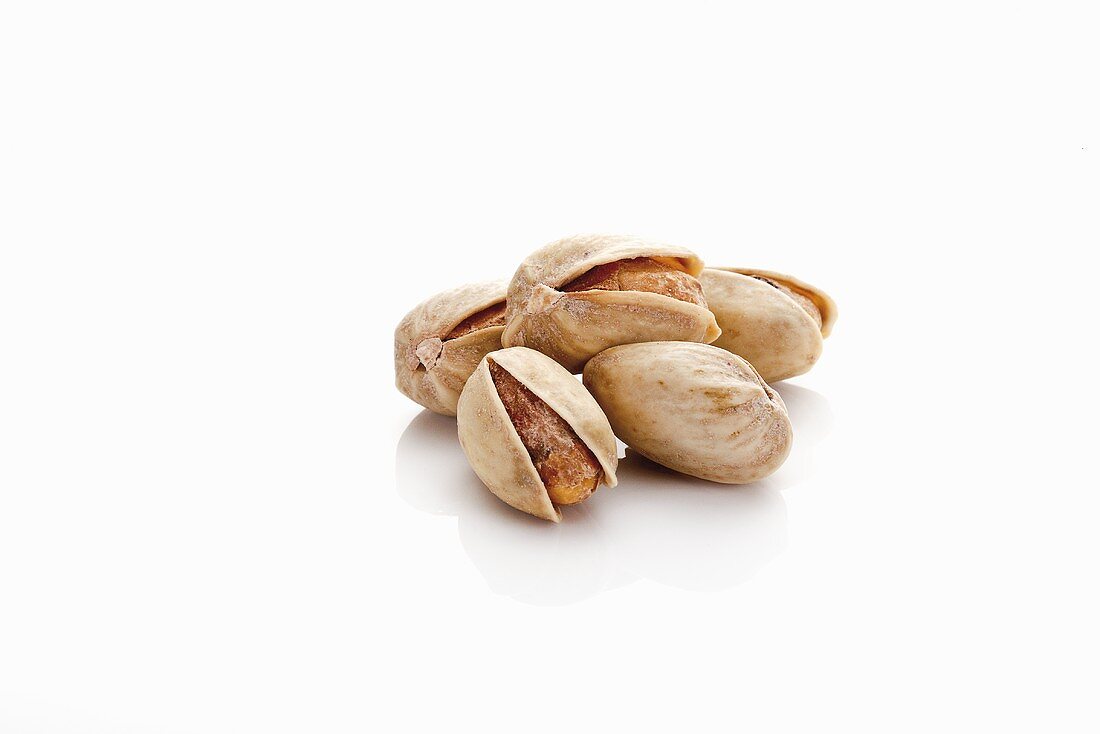 Several pistachios (salted and roasted)