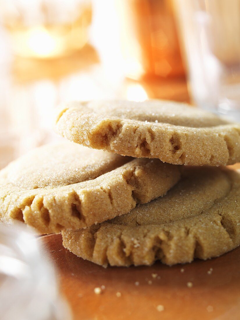 Three Stacked Peanut Butter Cookies