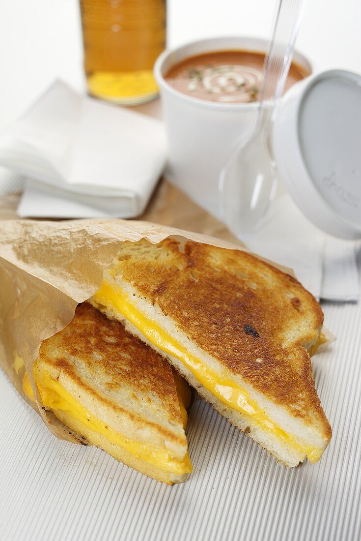 Deli Lunch; Grilled Cheese Sandwich with Tomato Soup