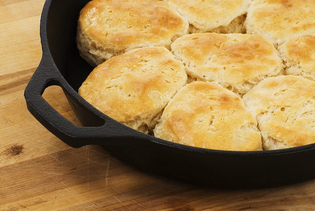 Hot Biscuits in a Cast Iron Skillet