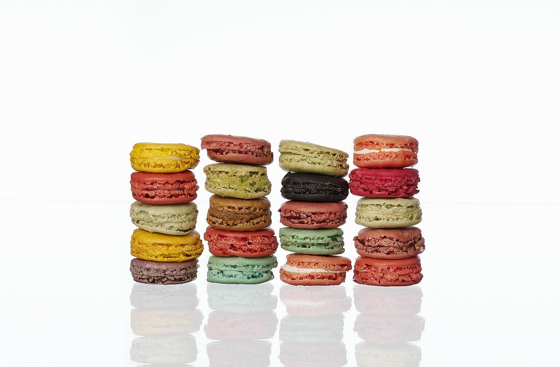 Coloured macarons, stacked