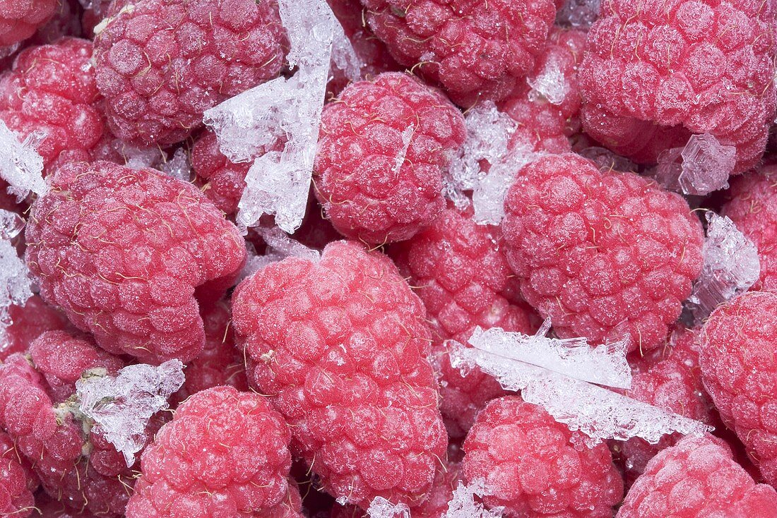 Frozen raspberries (full-frame)