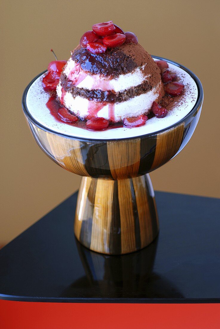 Tiramisu with cherries