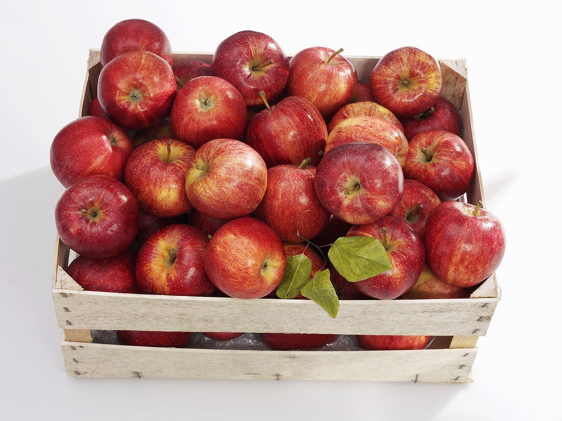 Royal Gala apples in crate