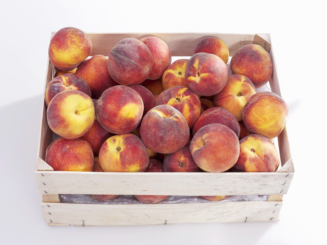 Peaches in crate