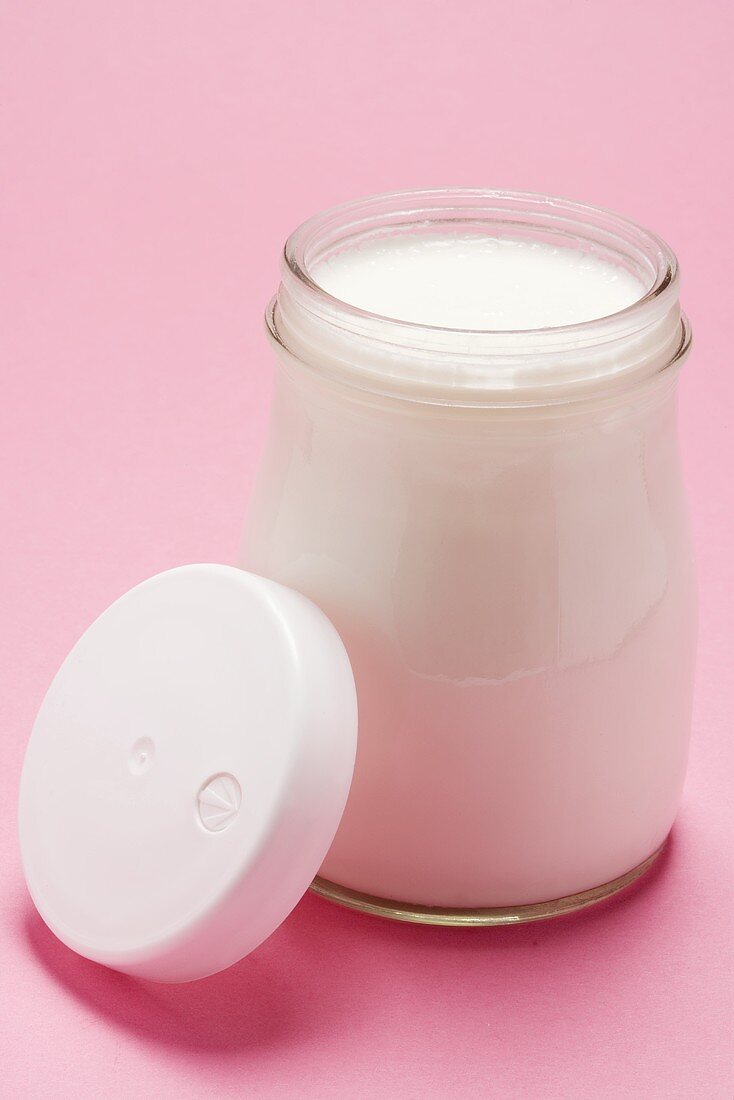 Jar of yoghurt, opened