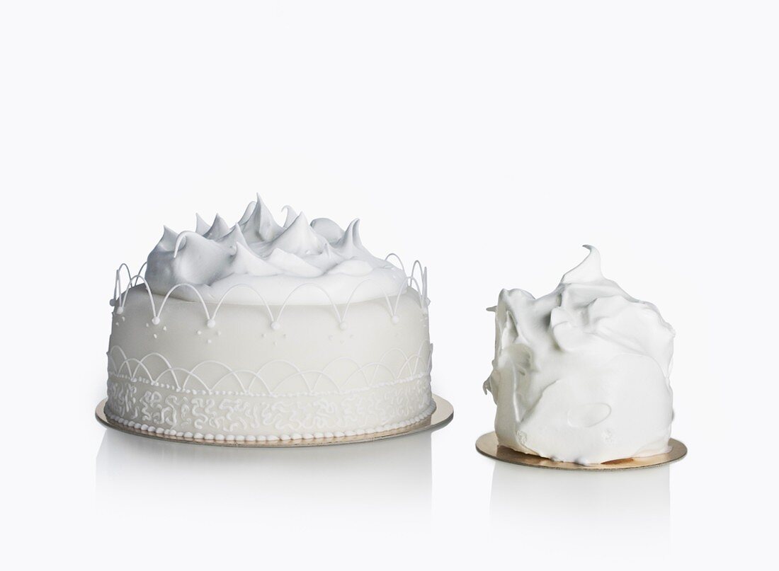 Two white cakes