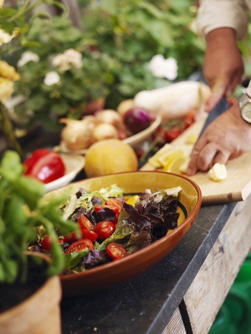 Making mixed salad