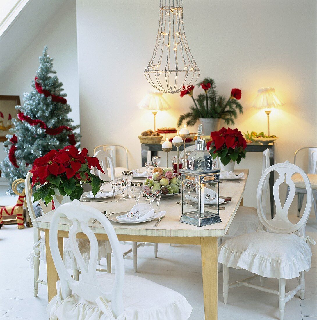 Table laid for Christmas meal