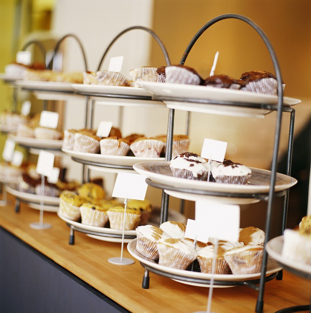 Muffins on tiered stands