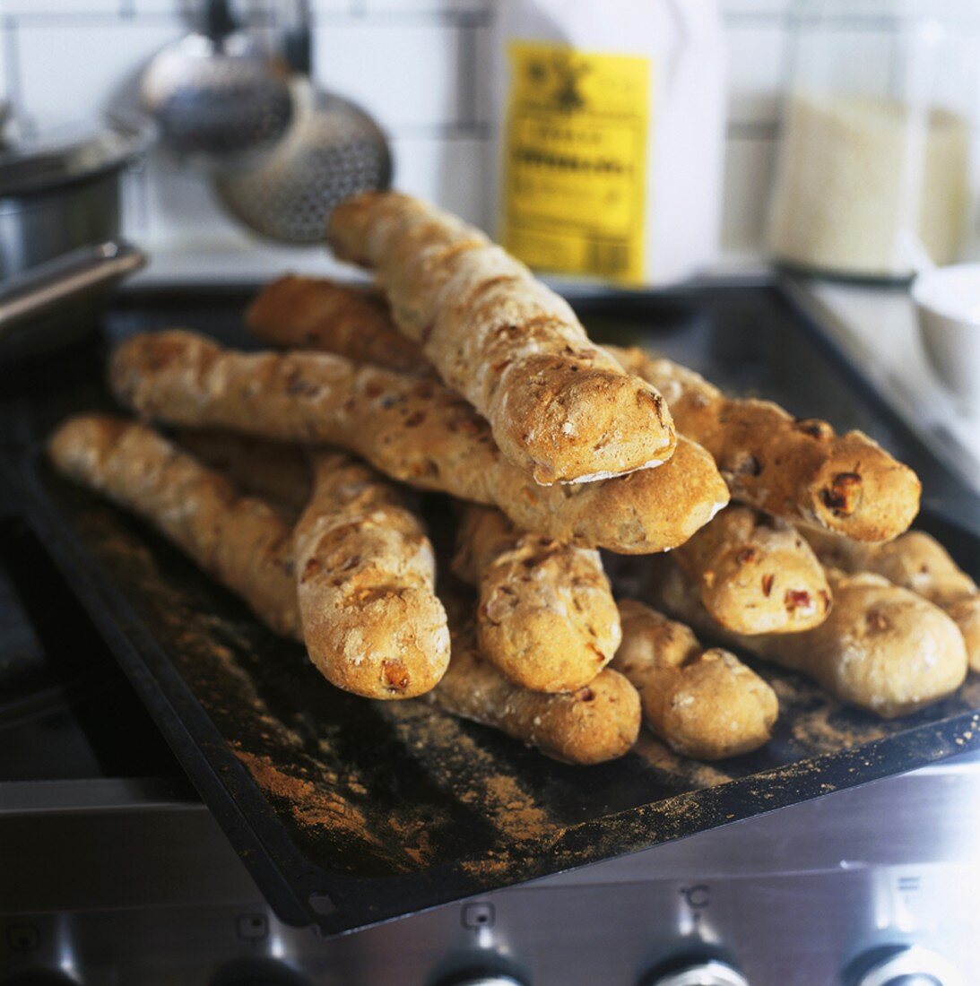 Freshly-baked baguettes