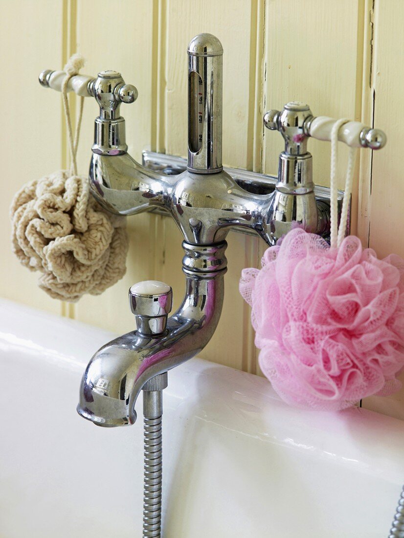 Retro-style bath taps