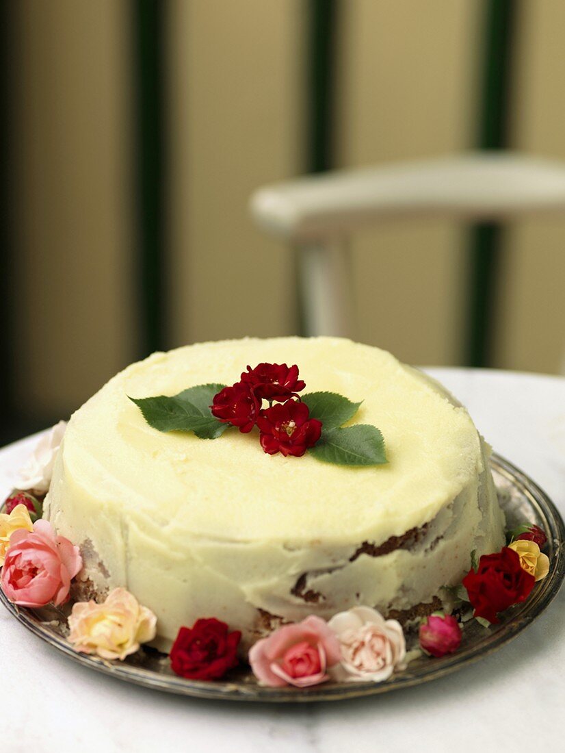 Cake decorated with flowers