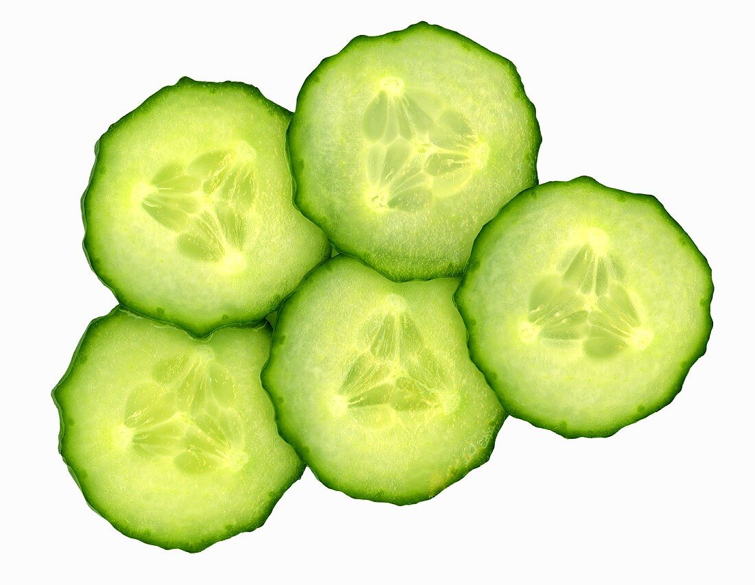 Five slices of cucumber