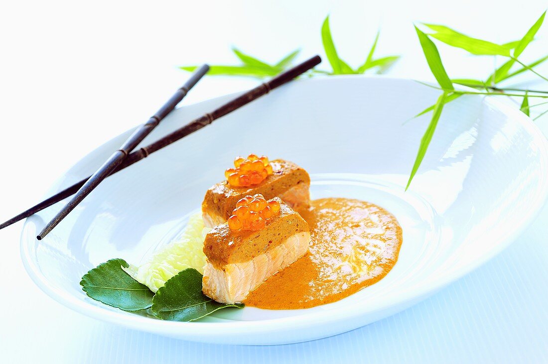 Lachs-Curry-Souffle mit Kokosmilch