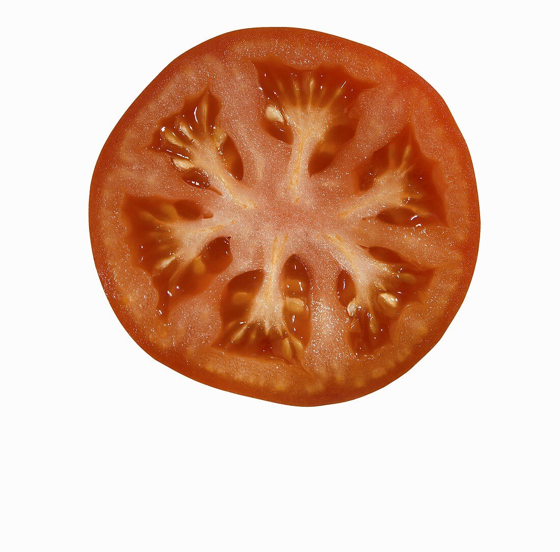 Tomato Slice on White Background