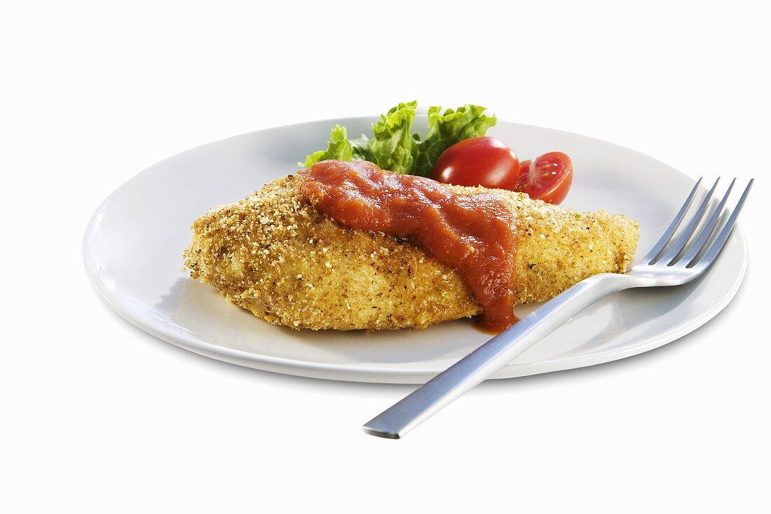 Breaded Baked Chicken Breast with Tomato Sauce