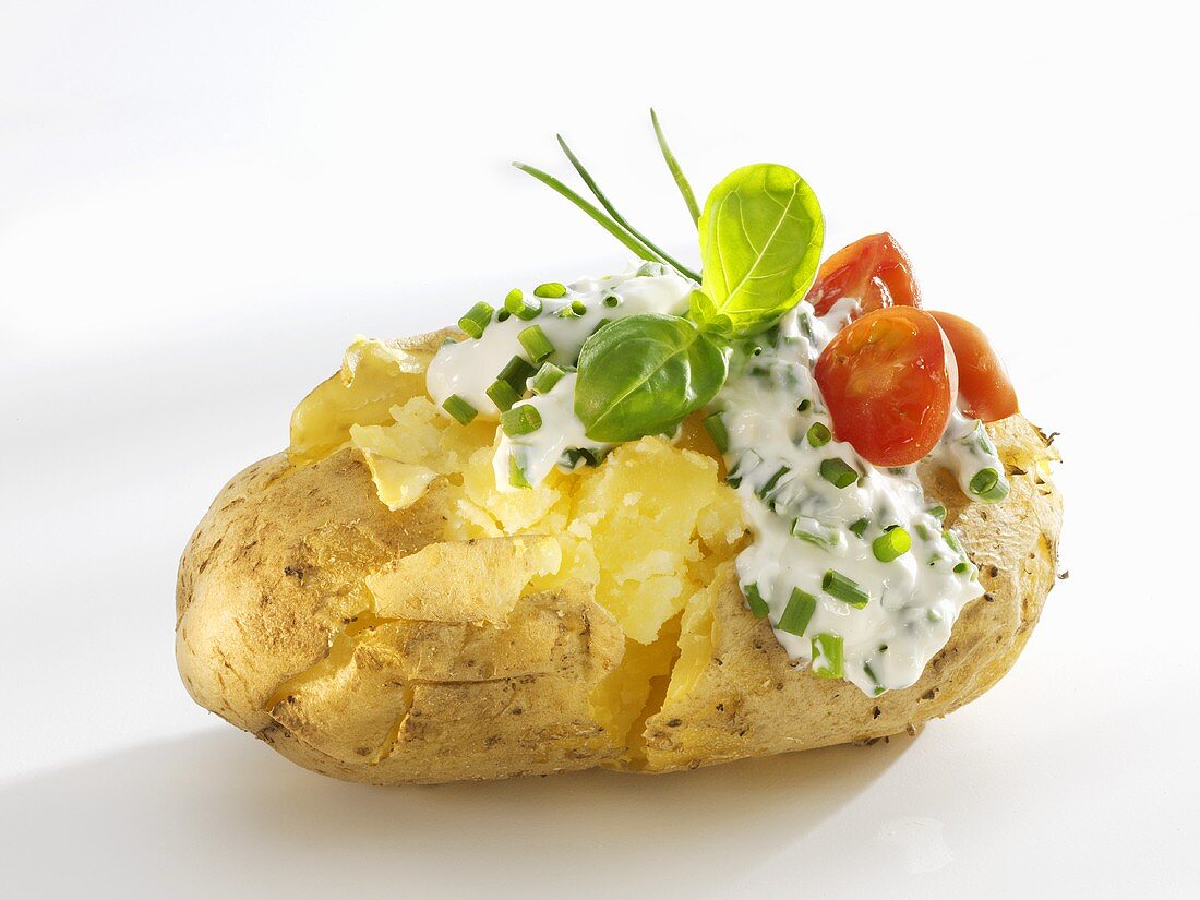 Baked potato with quark and chives