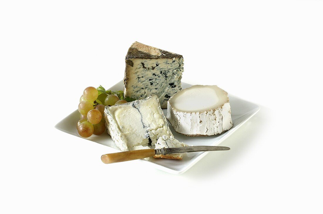 Cheese Plate with Knife; White Background