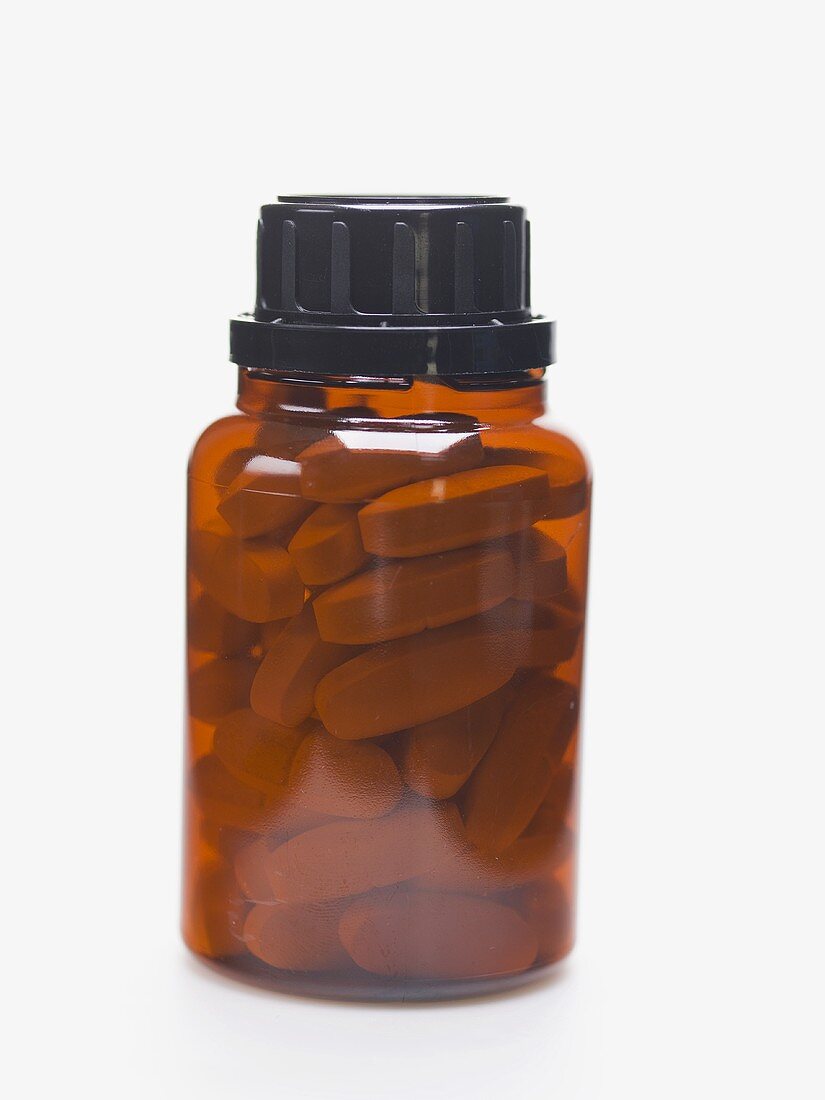A bottle of tablets