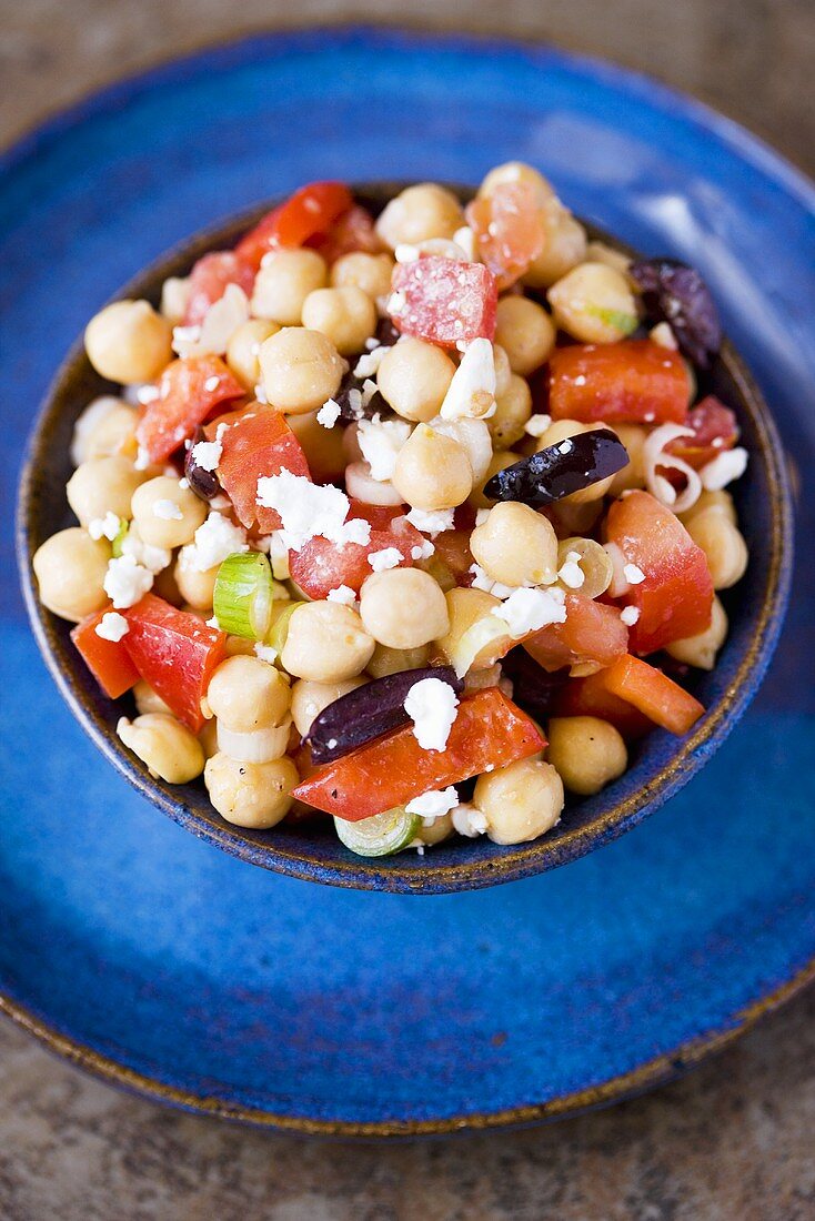 Chickpea Salad with Kalamata Olives, Feta and Bell Peppers