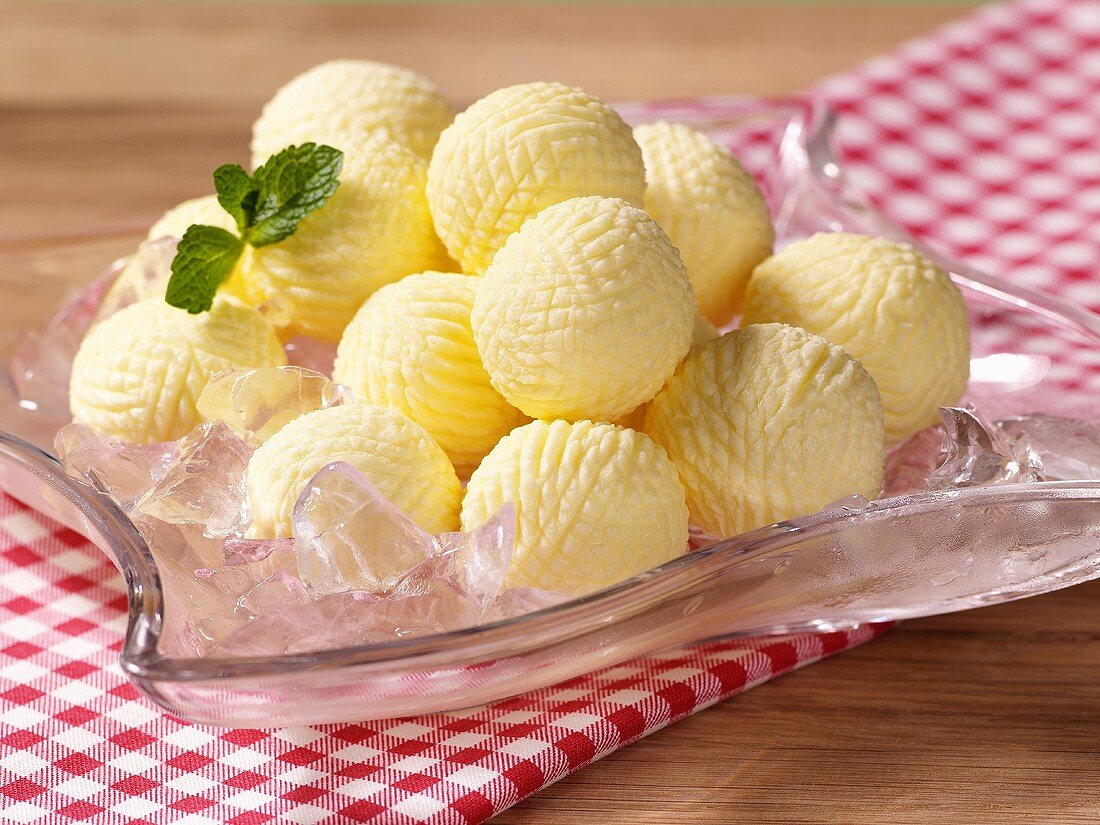 Butter balls on ice