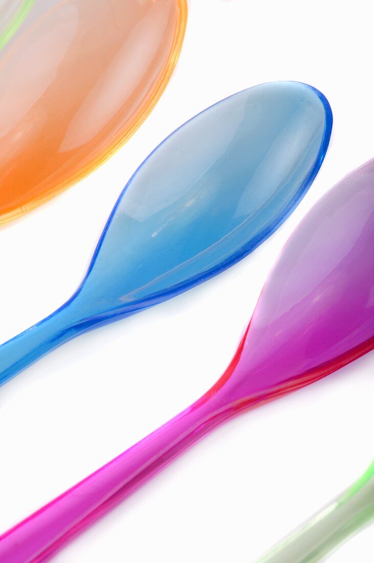 Coloured plastic spoons