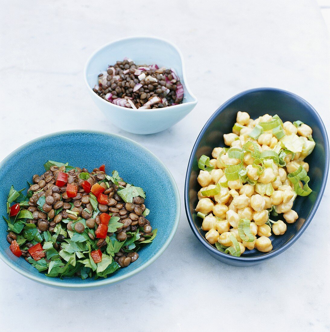 Lentil salads and chick-pea salad