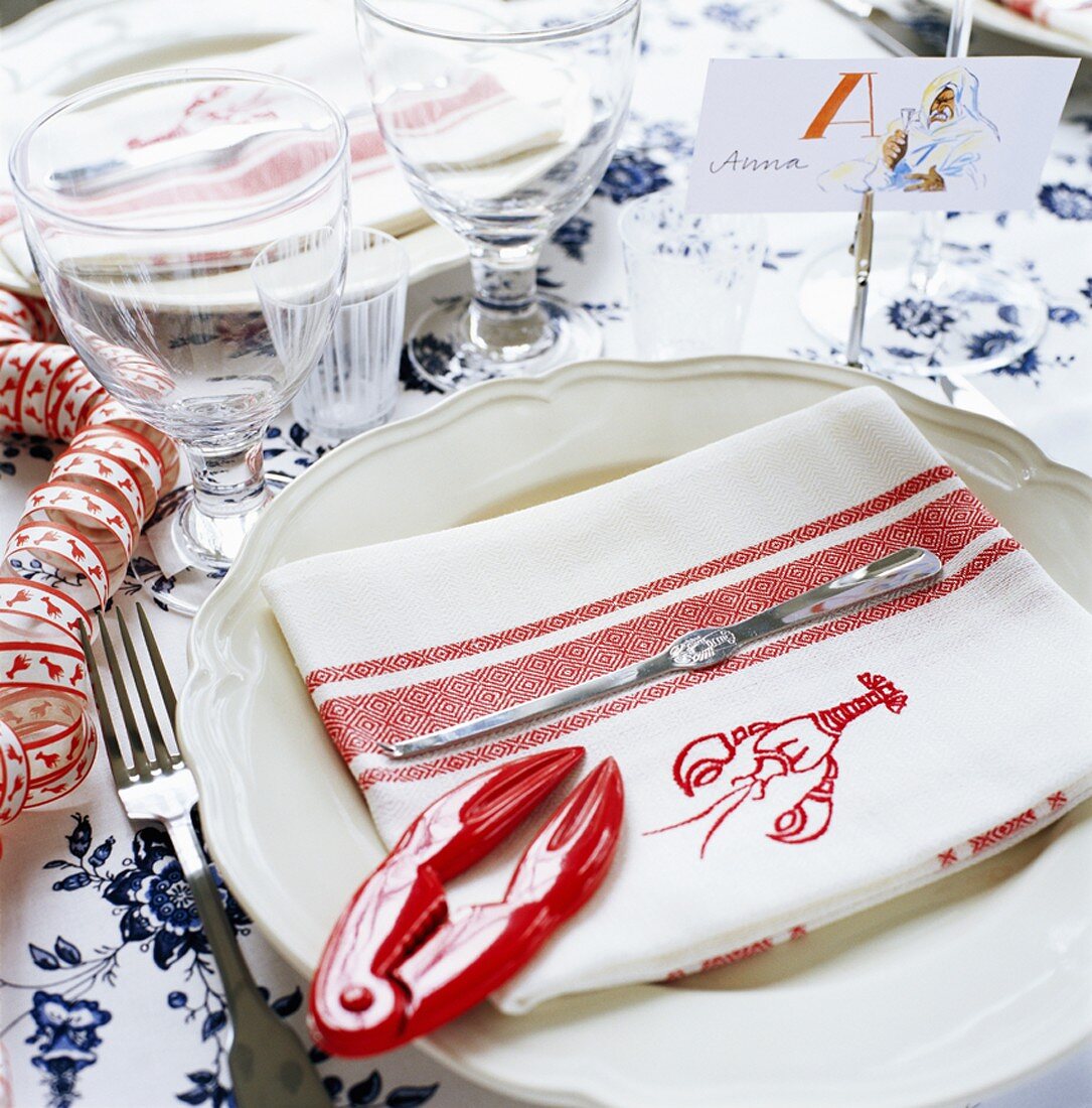 Place setting for a lobster party (Sweden)