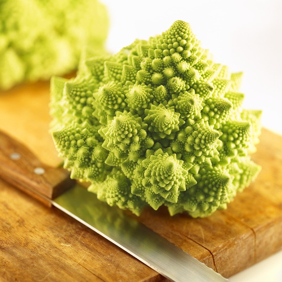 Romanesco broccoli on a wooden board